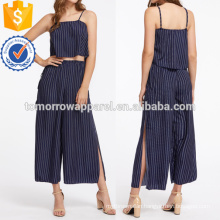 Vertical Striped Top With Split Wide Leg Pants Manufacture Wholesale Fashion Women Apparel (TA4024SS)